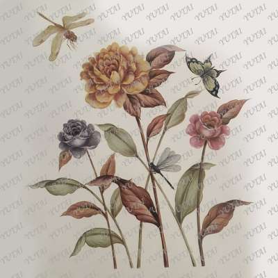 Wholesale Flower Ceramic Decal Paper Water Transfer Printing Paper for Ceramic Vase Decoration 50*70cm